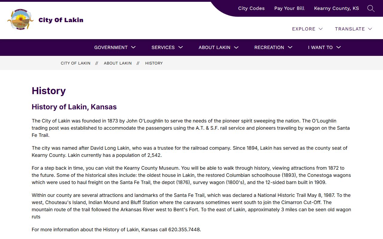 Kearny County Clerk of the District Court Lakin history context