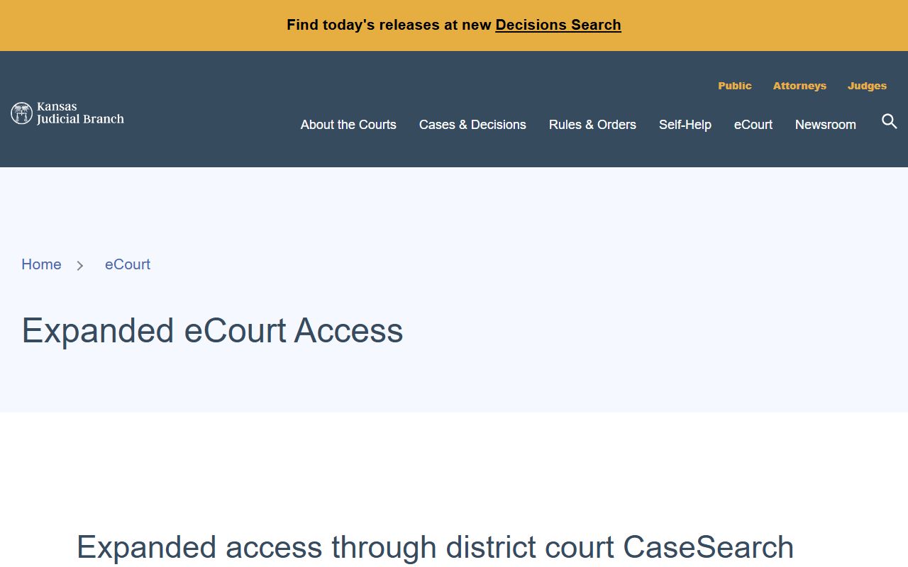 Kearny County court records expanded Kansas eCourt access