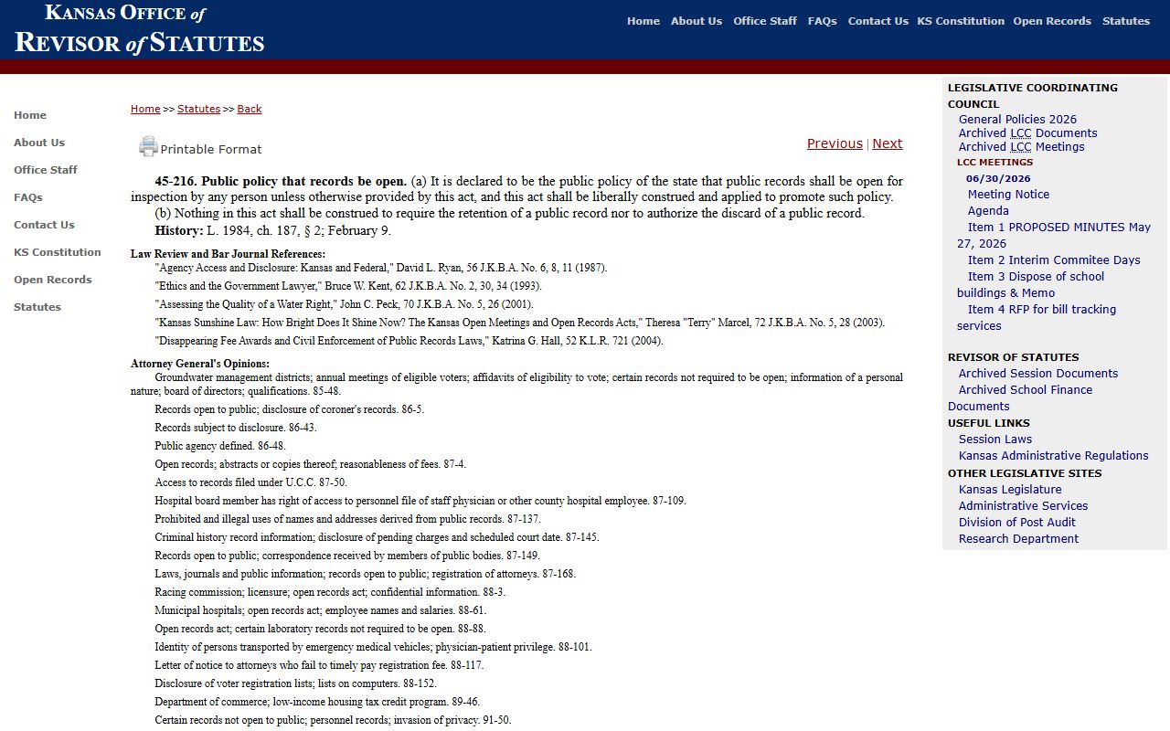 Kearny County court records Kansas public access policy