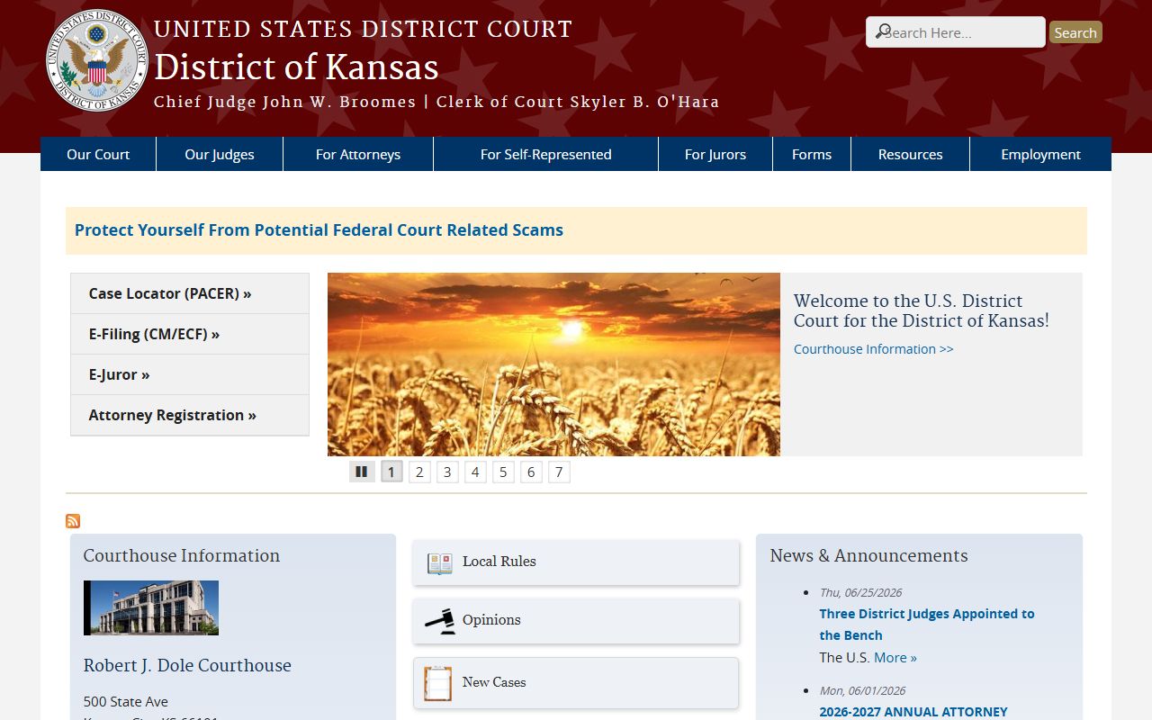 Kearny County District Court federal court distinction records