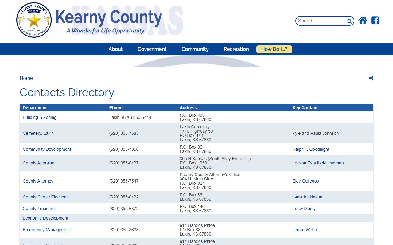 Kearny County court records contacts directory
