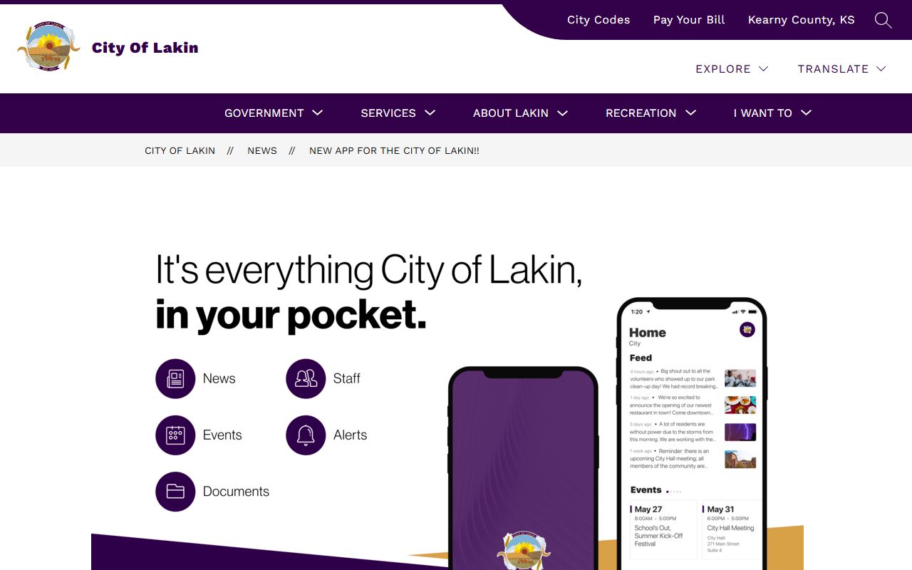 Kearny County inmate records City of Lakin app announcement