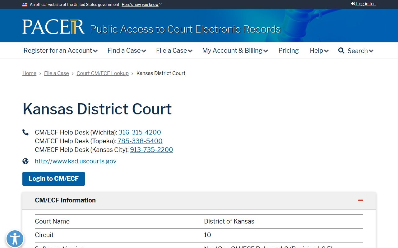 Kearny County warrant records federal PACER lookup for Kansas